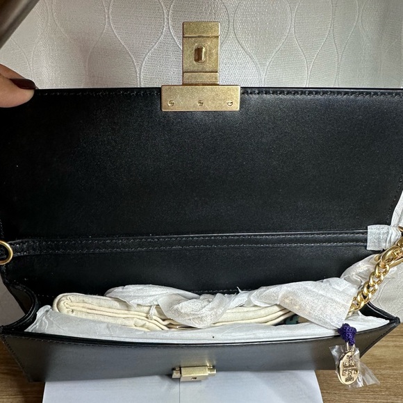 New Tory Burch Juliette Clutch Black Meridian . - Picture 8 of 8